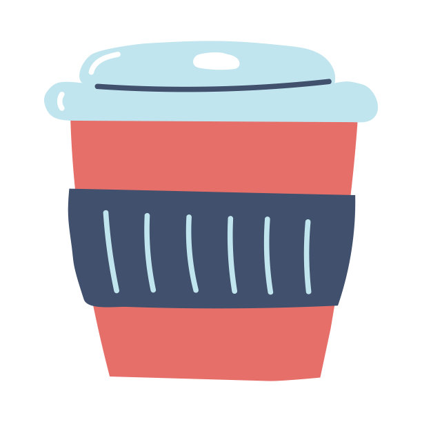 手绘咖啡纸杯平面的可重复使用的杯子图片下载