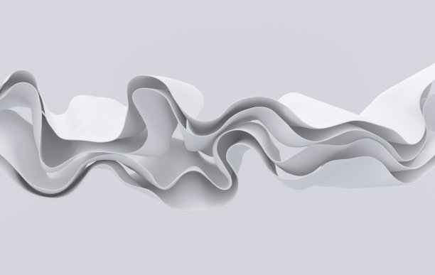 白纸或棉布三维渲染背景与波浪和曲线。动态壁纸图片下载