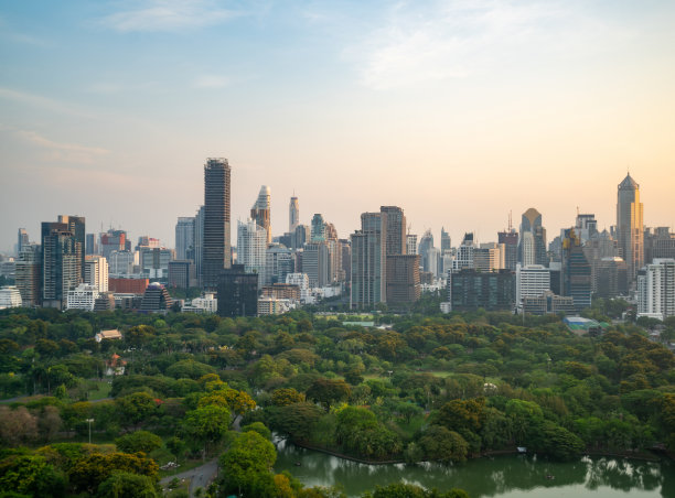 大都市中心的城市景观和高层建筑。市中心商业区全景。图片下载