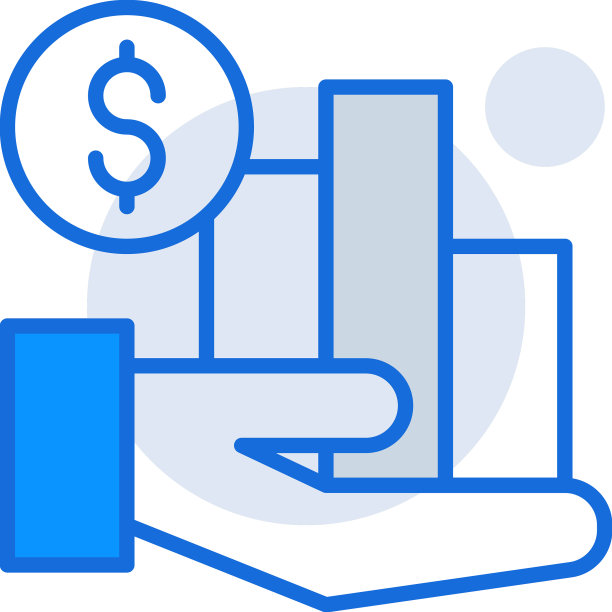 金融业务图标以蓝色多色调风格图片下载