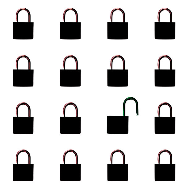 在白色背景上锁定和解锁黑色锁图片下载