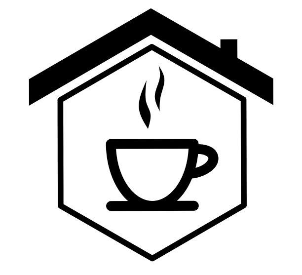 咖啡和家居简单的标志图标孤立在白色背景上图片下载