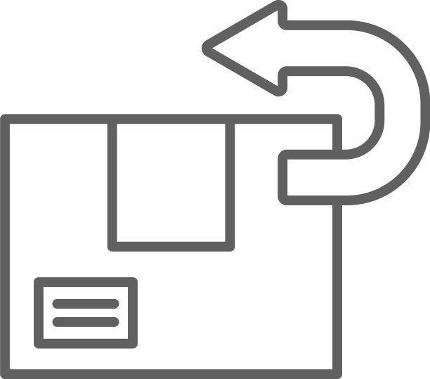 返回送货服务图标与黑色轮廓图片下载