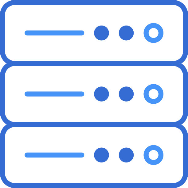 服务器技术图标采用蓝色双色风格图片下载