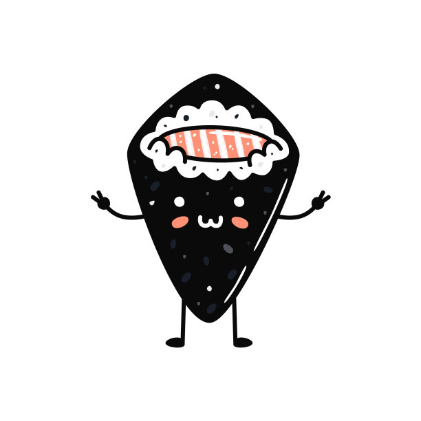 卡哇伊寿司吉祥物卡通风格可爱的temaki图片下载