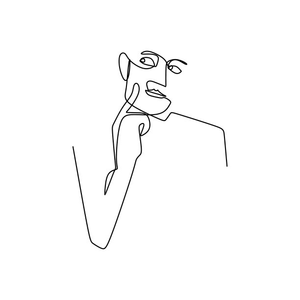 画一条连续的面部表情线图片下载