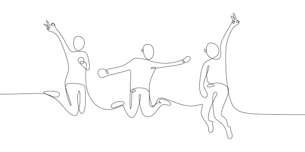 连续一线画四跳快乐图片下载