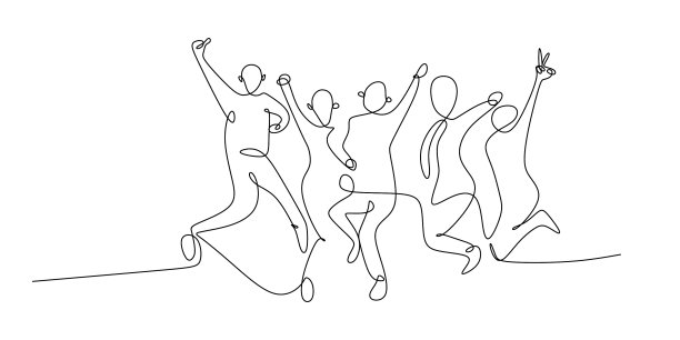 连续一线画四跳快乐图片下载