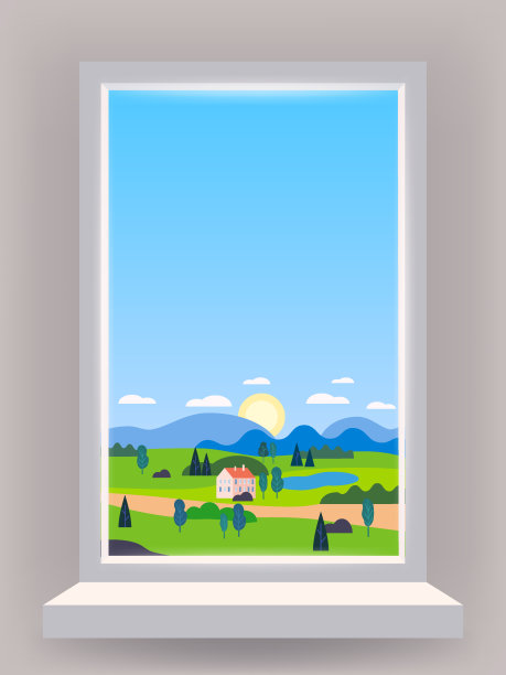 透过窗户可以看到室内，农场，乡村景观，乡村自然图片下载