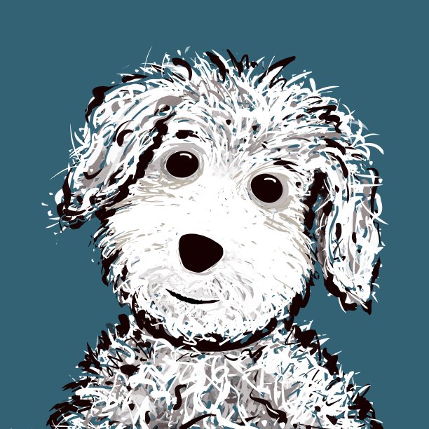 邋遢的白狗插图图片下载