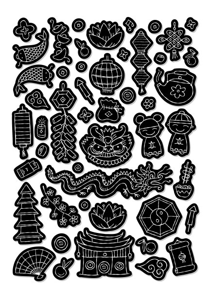 春节假期贴纸包图标集图片下载