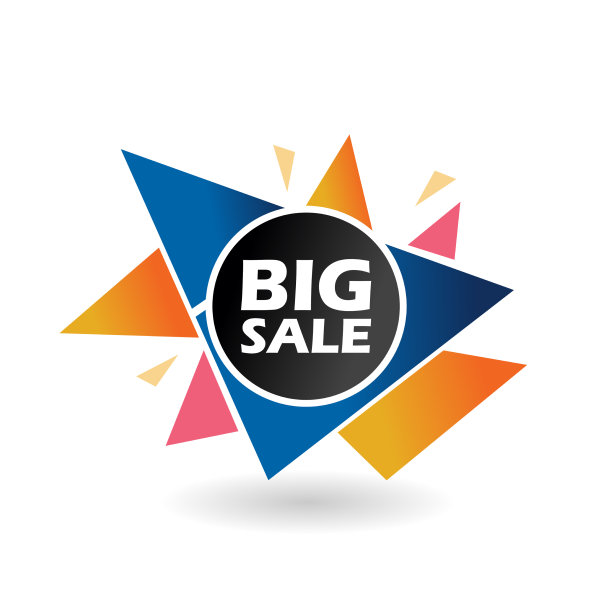 大型销售横幅与几何三角形抽象图片下载