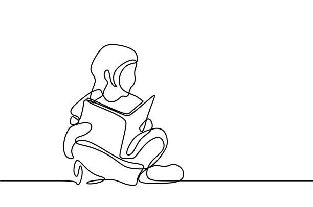 可爱的女孩小孩读了一本书连续一行图片下载