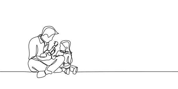 父亲和他的女儿连续一条线图片下载