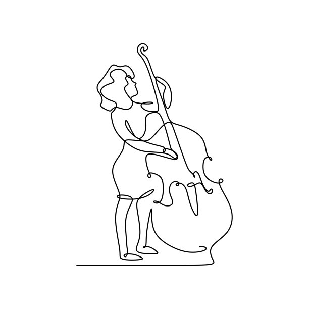 爵士乐器的连续线条绘制图片下载