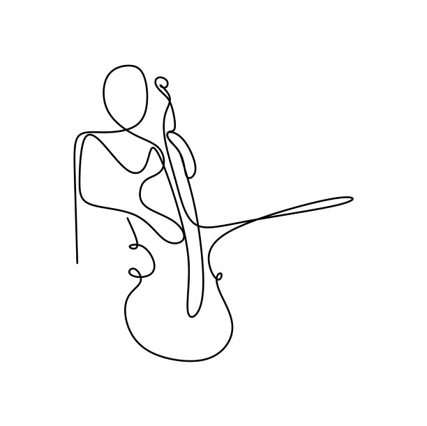 爵士乐器的连续线条绘制图片下载