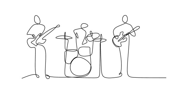 爵士古典音乐的连续线条绘制图片下载