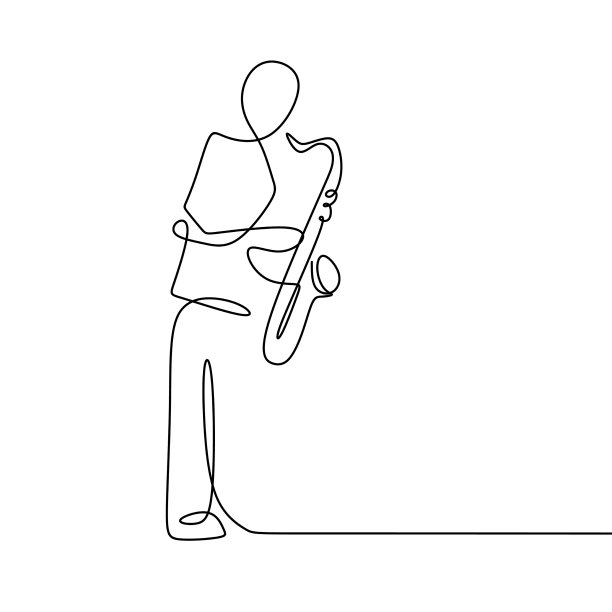 连续的一条线画着小号图片下载