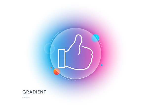 像线图标。竖起大拇指。渐变模糊按钮。向量图片下载