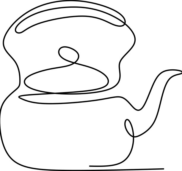 茶壶厨房的连续线条绘制图片下载