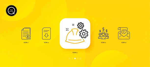 情书、财务文件和薪资员工极简线条图标矢量素材图片下载