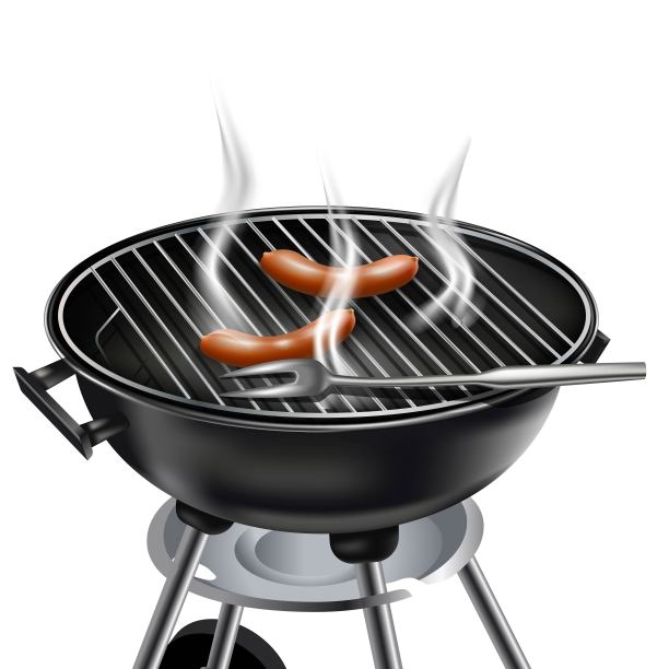 现实的矢量图标的香肠烤架插图。孤立在白色背景上。图片下载