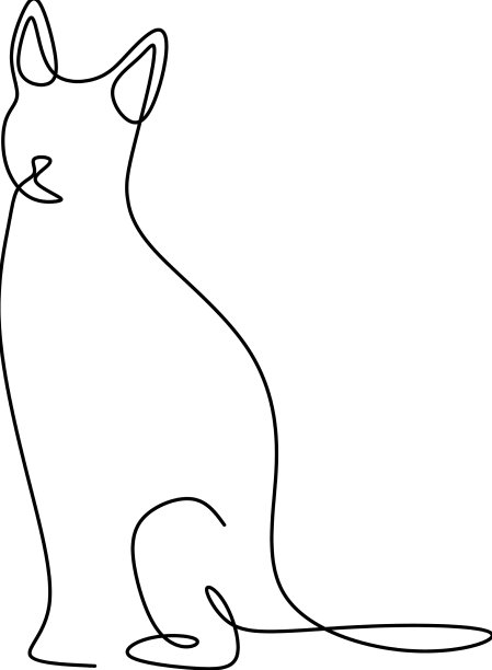 连续线条画极简的猫动物图片下载
