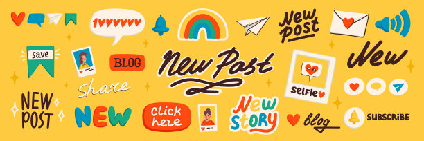 博客内容图标，博客或视频博客卡通图片下载