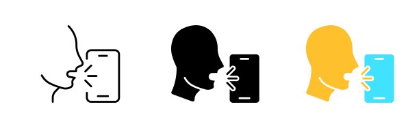 语音识别设置图标。话筒，话筒，发报机，录音机，音轨，歌曲，媒体，语音信息。演讲的概念。矢量图标在直线，黑色和彩色风格的白色背景图片下载