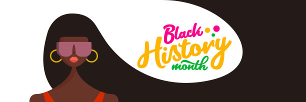 黑人历史月横向横幅与爆炸头图片下载