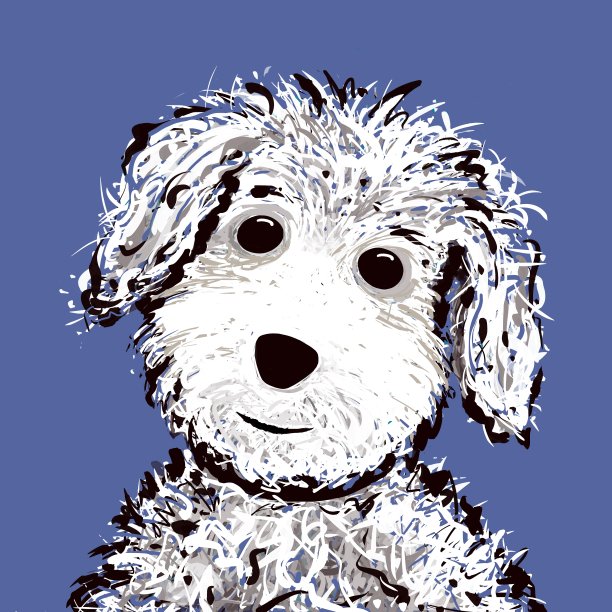 邋遢的白狗插图图片下载