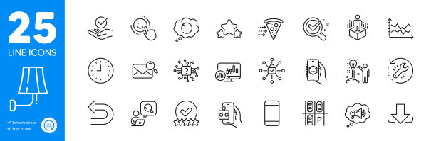 大纲图标设置。恢复工具，3d应用程序和图表图标。对于网站应用程序。矢量图片下载