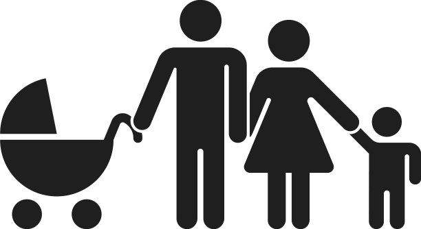 幸福的家庭和婴儿车里的新生儿图片下载