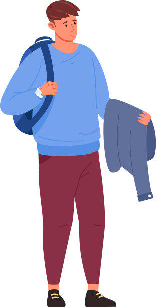 学生手里拿着夹克，年轻人拿着图片下载