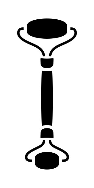 玉石轮，脸部按摩轮黑色剪影。孤立在白色上。平面矢量图图片下载