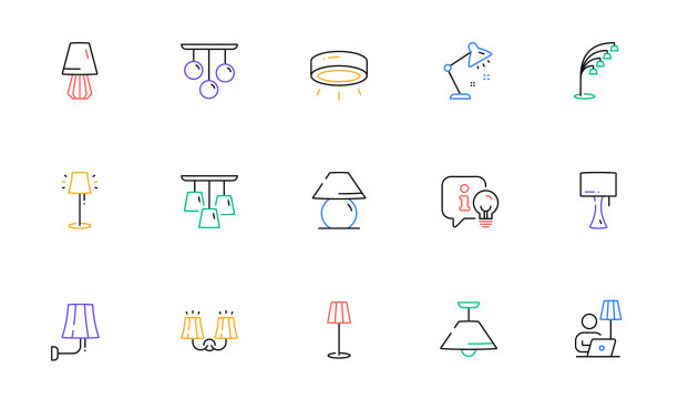 灯线图标聚光灯led台灯和图片下载