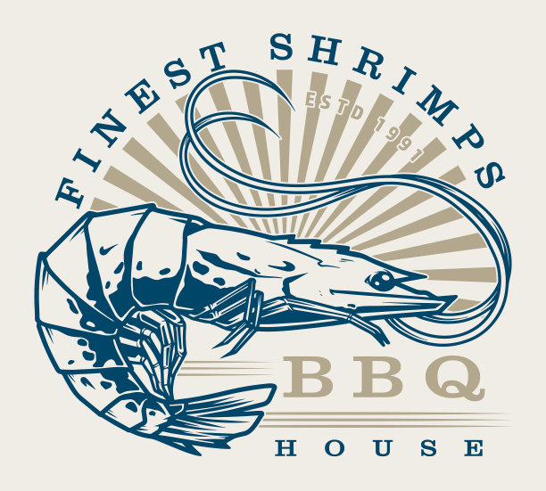 最好的虾，复古彩色标签图片下载