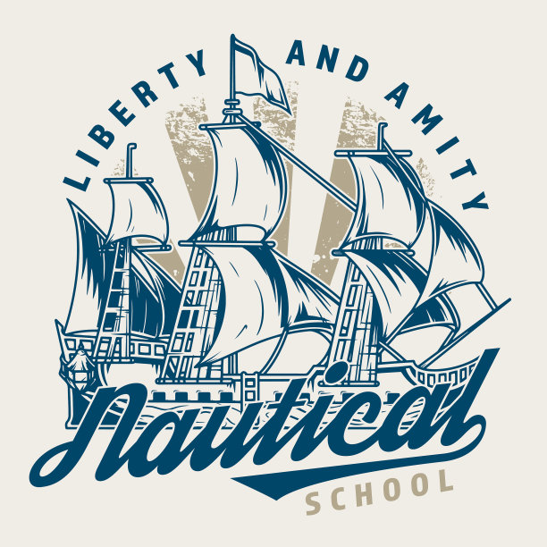 航海学校的标志复古色彩鲜艳图片下载