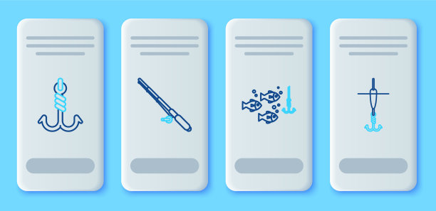 把鱼竿钩和鱼一起放在水下图片下载