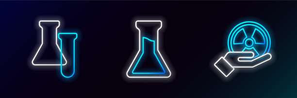 设置线放射性试管和烧瓶和图标图片下载