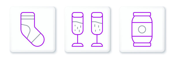 集行啤酒可圣诞袜和玻璃杯图片下载