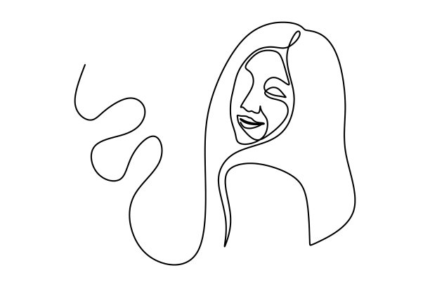 漂亮女孩连续画了一条线图片下载