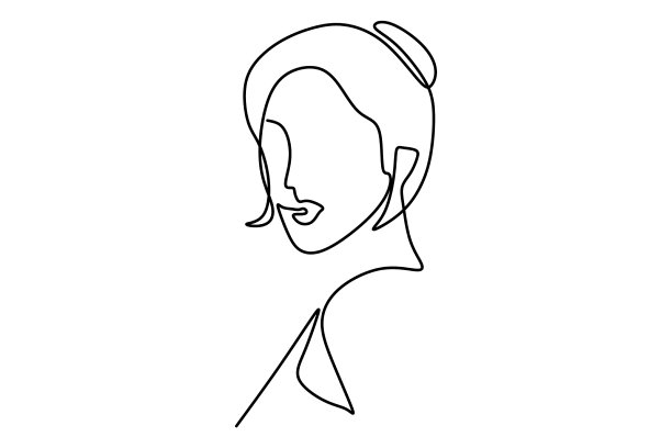 漂亮女孩连续画了一条线图片下载