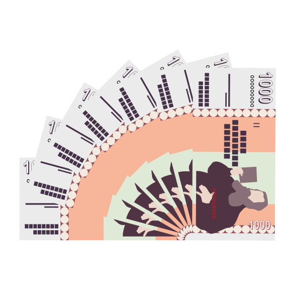 冰岛克朗矢量插图。冰岛货币套装钞票。纸币1000 ISK。平的风格。孤立在白色背景上。简单的最小设计。图片下载