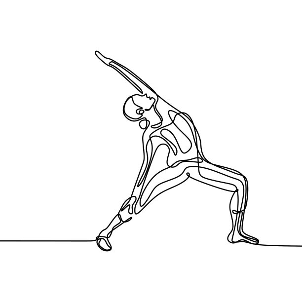 女性做瑜伽的姿势是连续画线图片下载