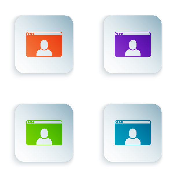 彩色视频聊天会议图标孤立在白色上图片下载