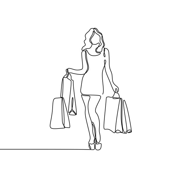 一个时尚女人的连续线条图片下载