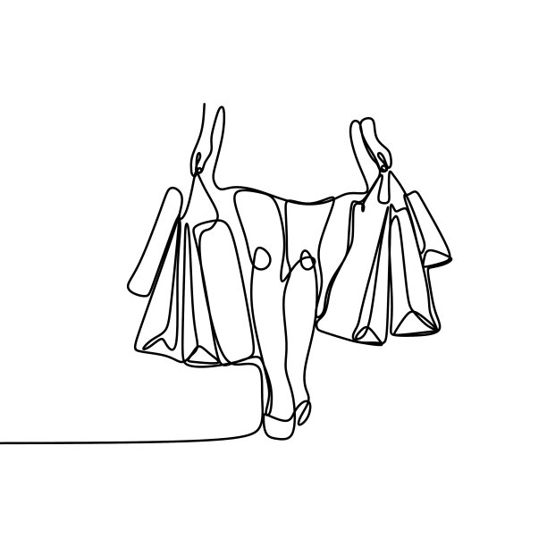连续购物袋线条图图片下载