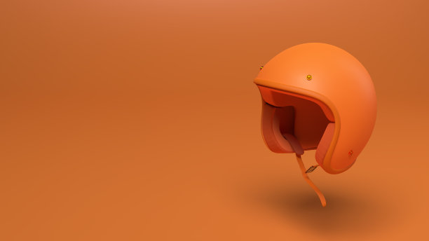 复古摩托车头盔与橙色单色3d渲染图片下载