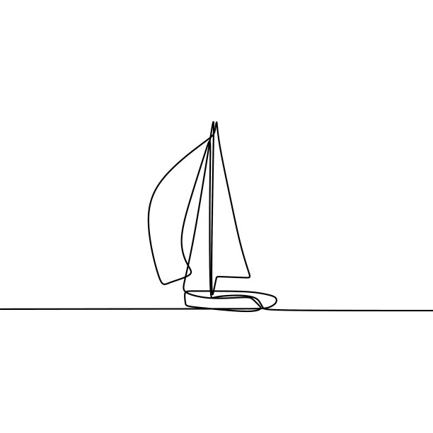帆一线画连续线美术设计图片下载